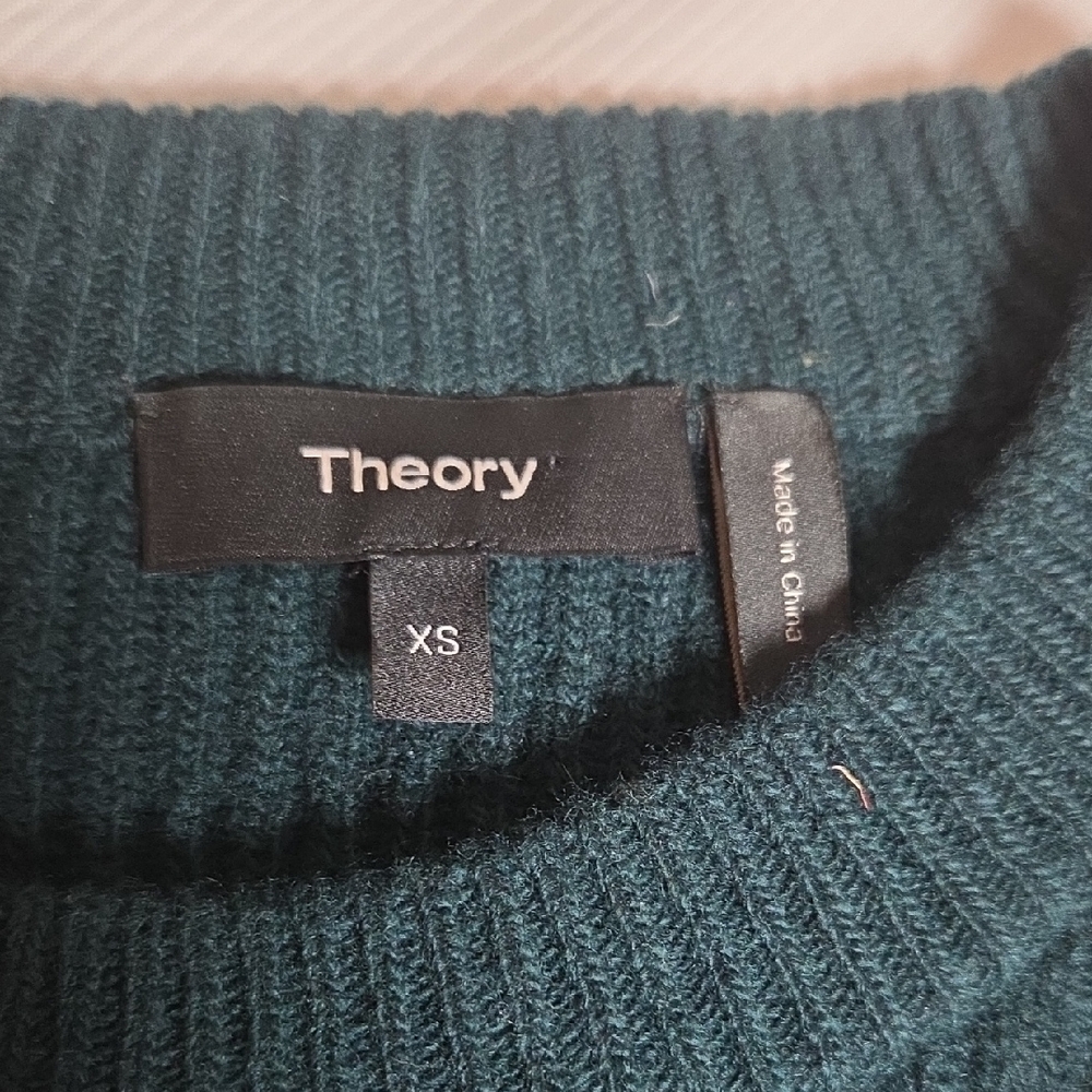 Theory Men's Teal Cable Knit Crewneck Sweater - Picture 2 of 8